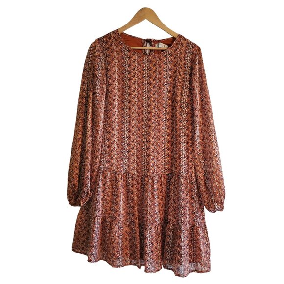 NWT Molly Bracken Shades of Rust / Copper with tiered ruffle bottom Size Small - Picture 1 of 14